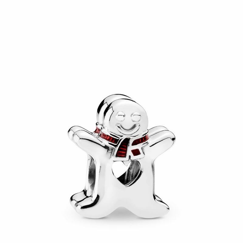 Pandora Sweet Gingerbread Man Charm Ireland - Sterling Silver/Enamel/Red - 015497XZR